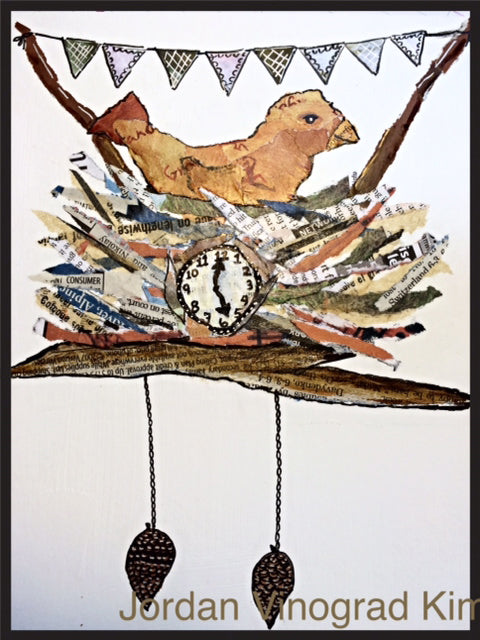 Joran Vinograd Kim Cuckoo Nest mixed media collage