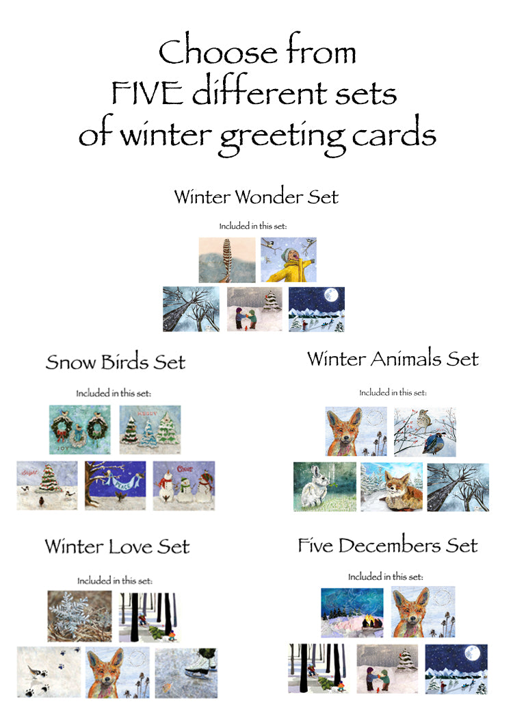 Holiday Card Set of 5 Cards - Blank Inside