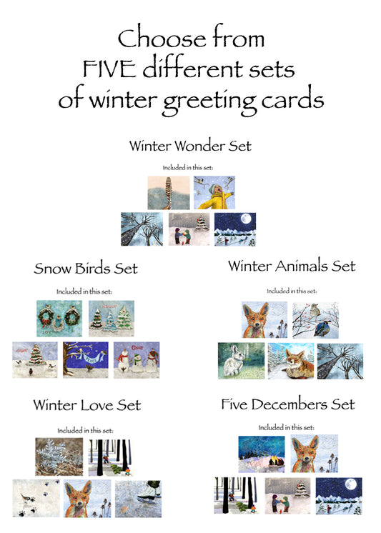 Holiday Card Set of 5 Cards - Blank Inside