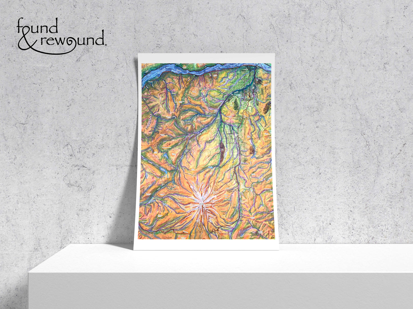 Hood River Valley Topo Map Collage - Poster Reproduction - Order a Custom Design for Your Home Town! - Great Custom Gift!
