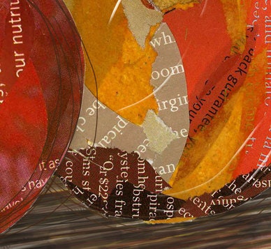 Blank Greeting Card - Apple and Pear - Mixed Media Collage