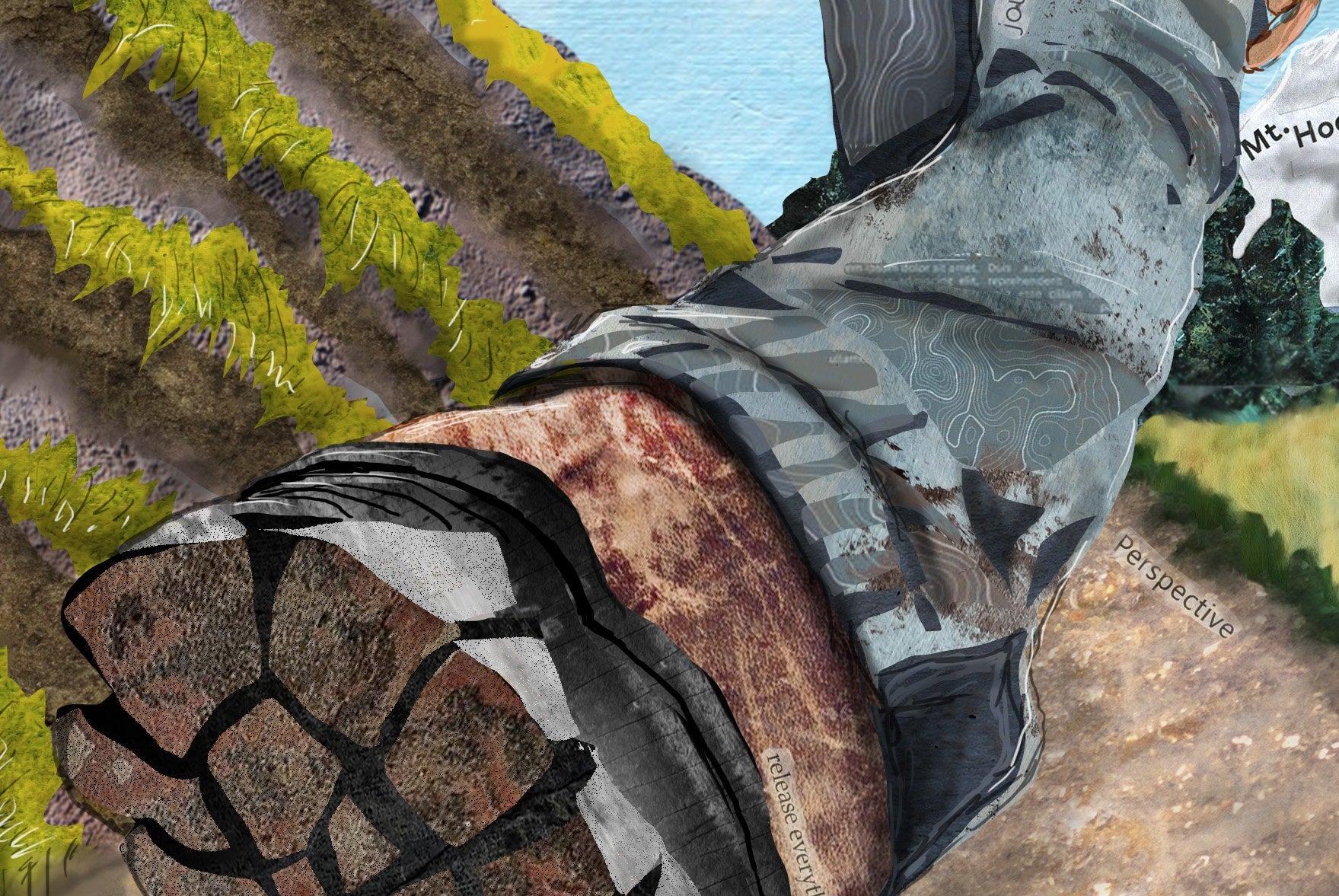 Blank Greeting Card - Hood Hike - Mixed Media Collage