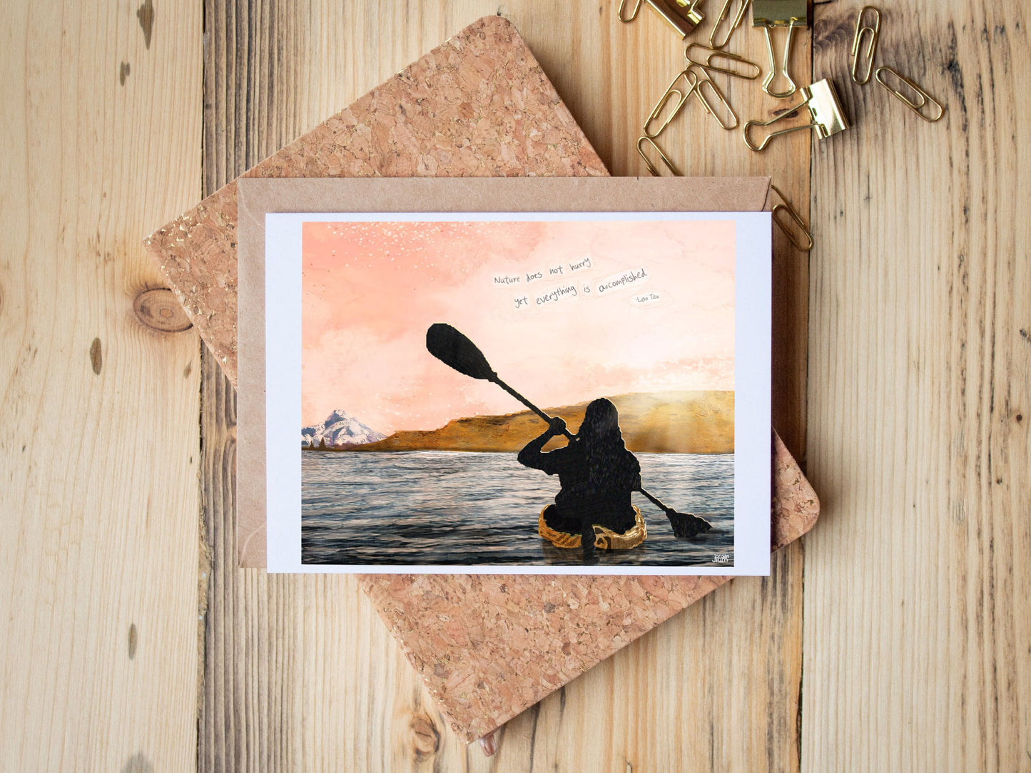 Blank Greeting Card - Columbia Kayak - Mixed Media Collage