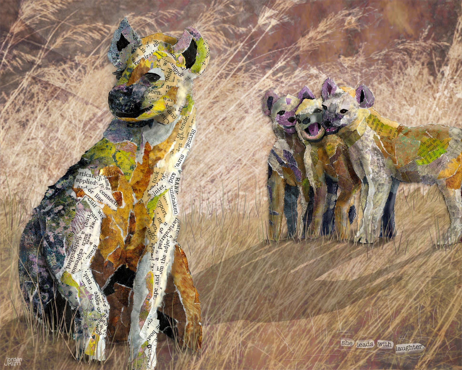 Hyena Matriarch Greeting Card – Female-Led Animal Family – Laughter & Strength – 5x7 Blank Card