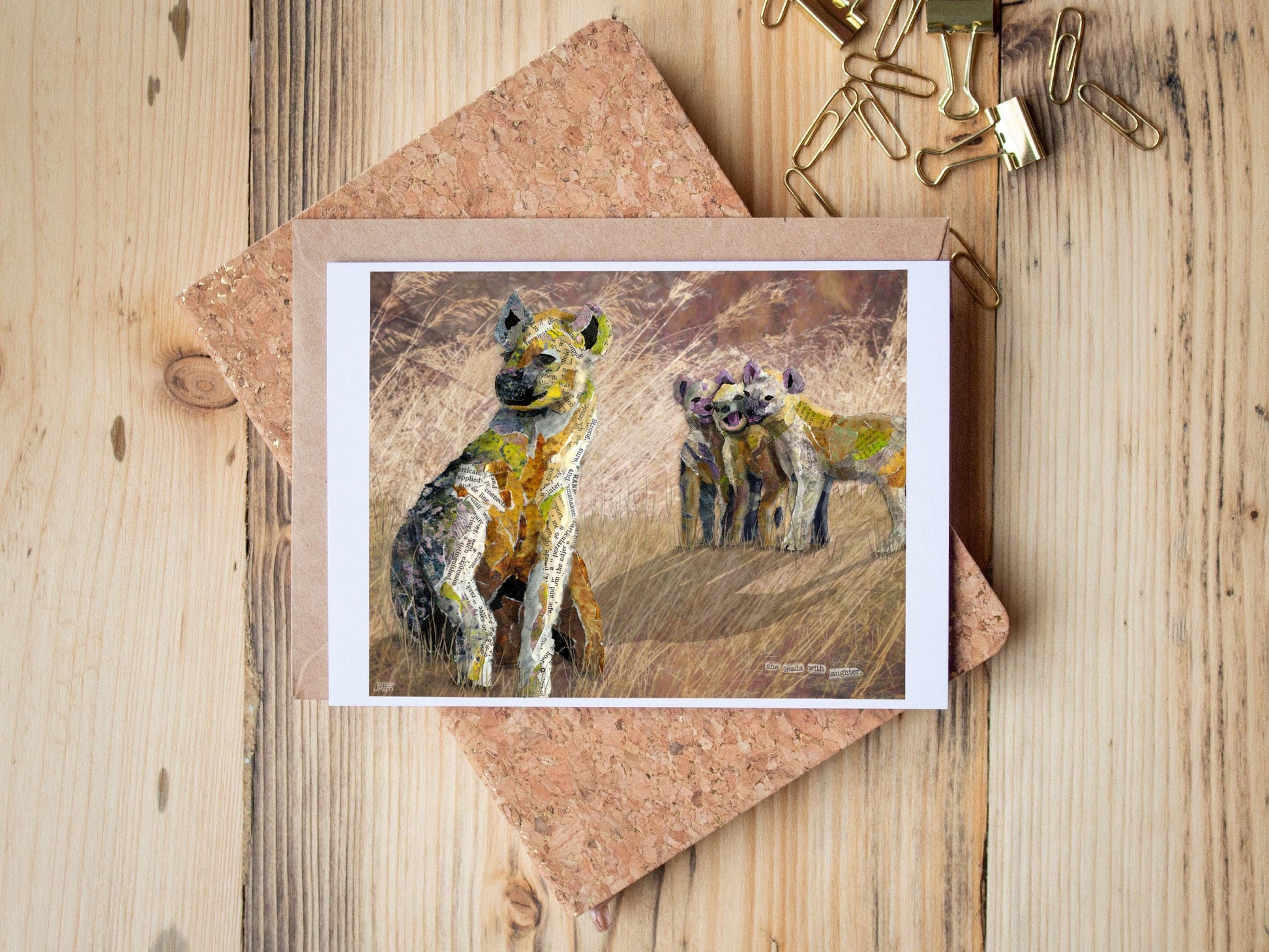 Hyena Matriarch Greeting Card – Female-Led Animal Family – Laughter & Strength – 5x7 Blank Card