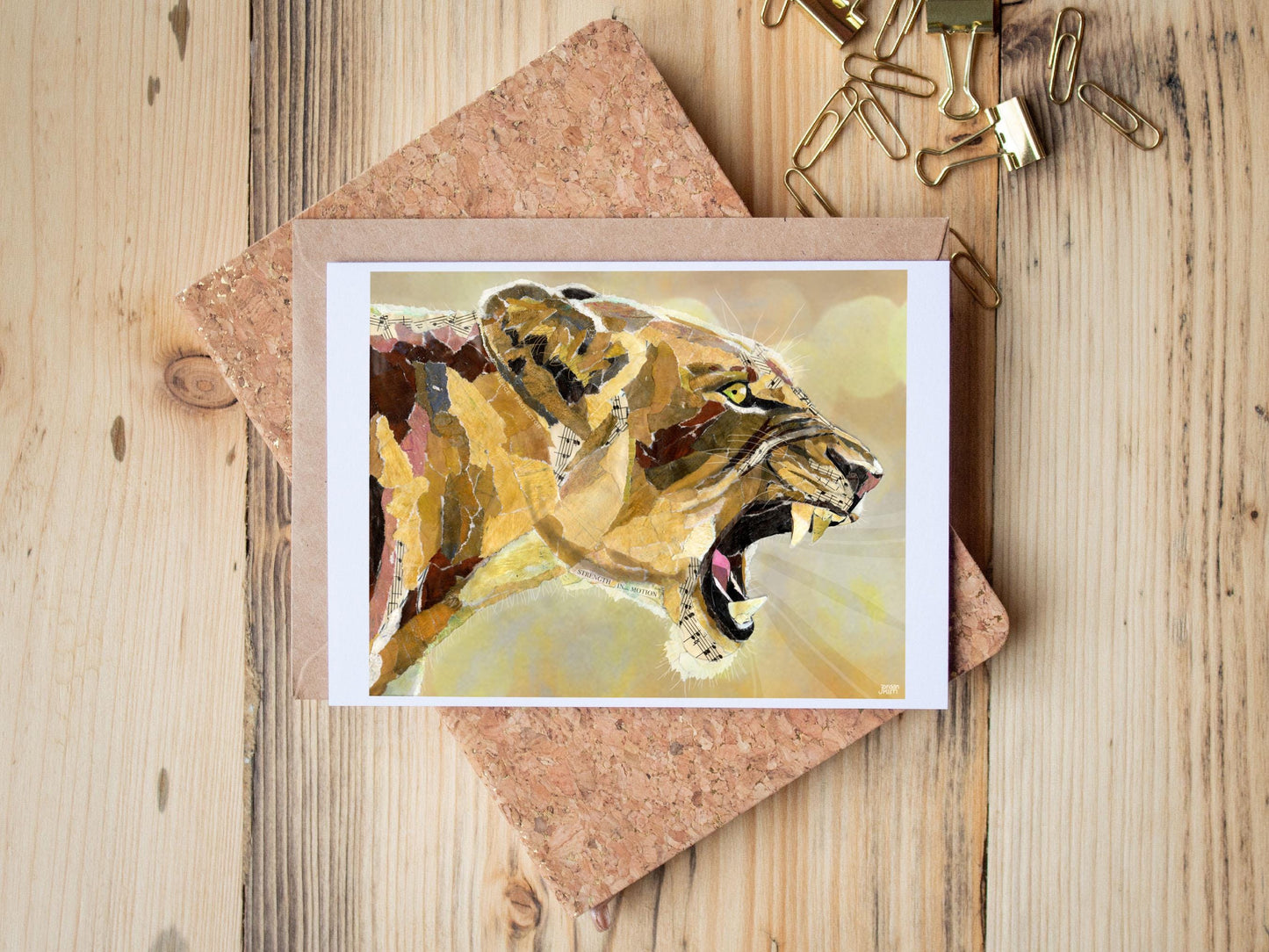 Lioness Roar Greeting Card – Fierce Female Strength – Big Cat Matriarch – 5x7 Blank Nature Card