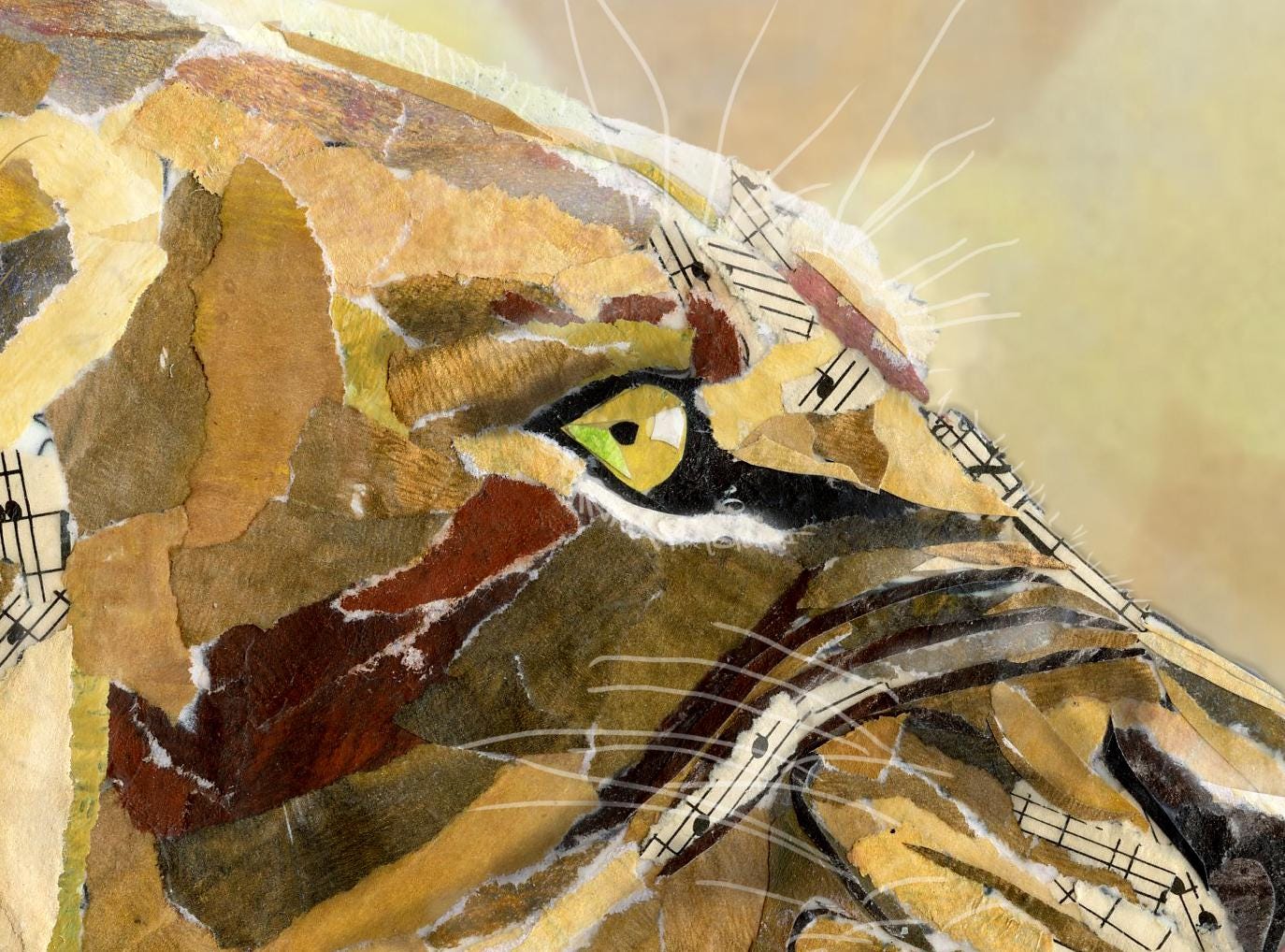 Lioness Art Print – 8x10 Mixed Media Collage – Powerful Matriarchal Animal Wall Art