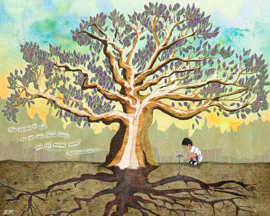 Mother Tree Wall Art – 8x10 Print of Tree & Child – Matriarchal Forest Roots by Jordan Kim