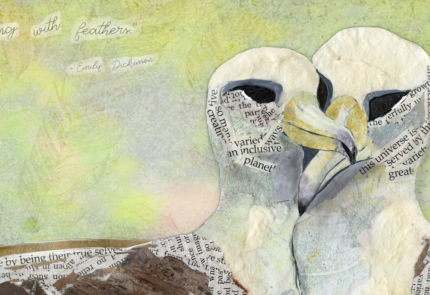 Laysan Albatross Art Print – 8x10 Mixed Media Collage – Queer Female Pair Birds by Jordan Kim