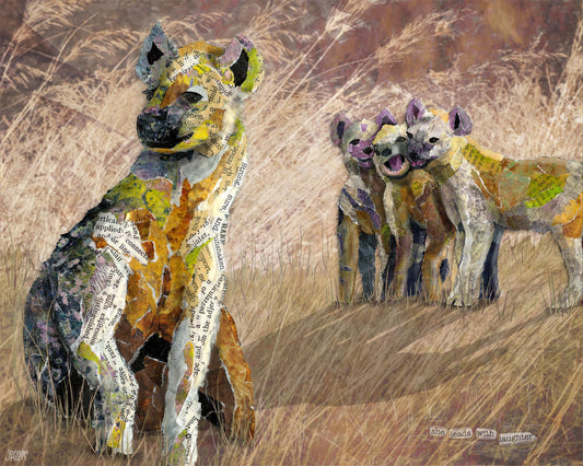 Hyena Mother Art Print – 8x10 Collage Wall Art – Matriarchal Wildlife Strength by Jordan Kim