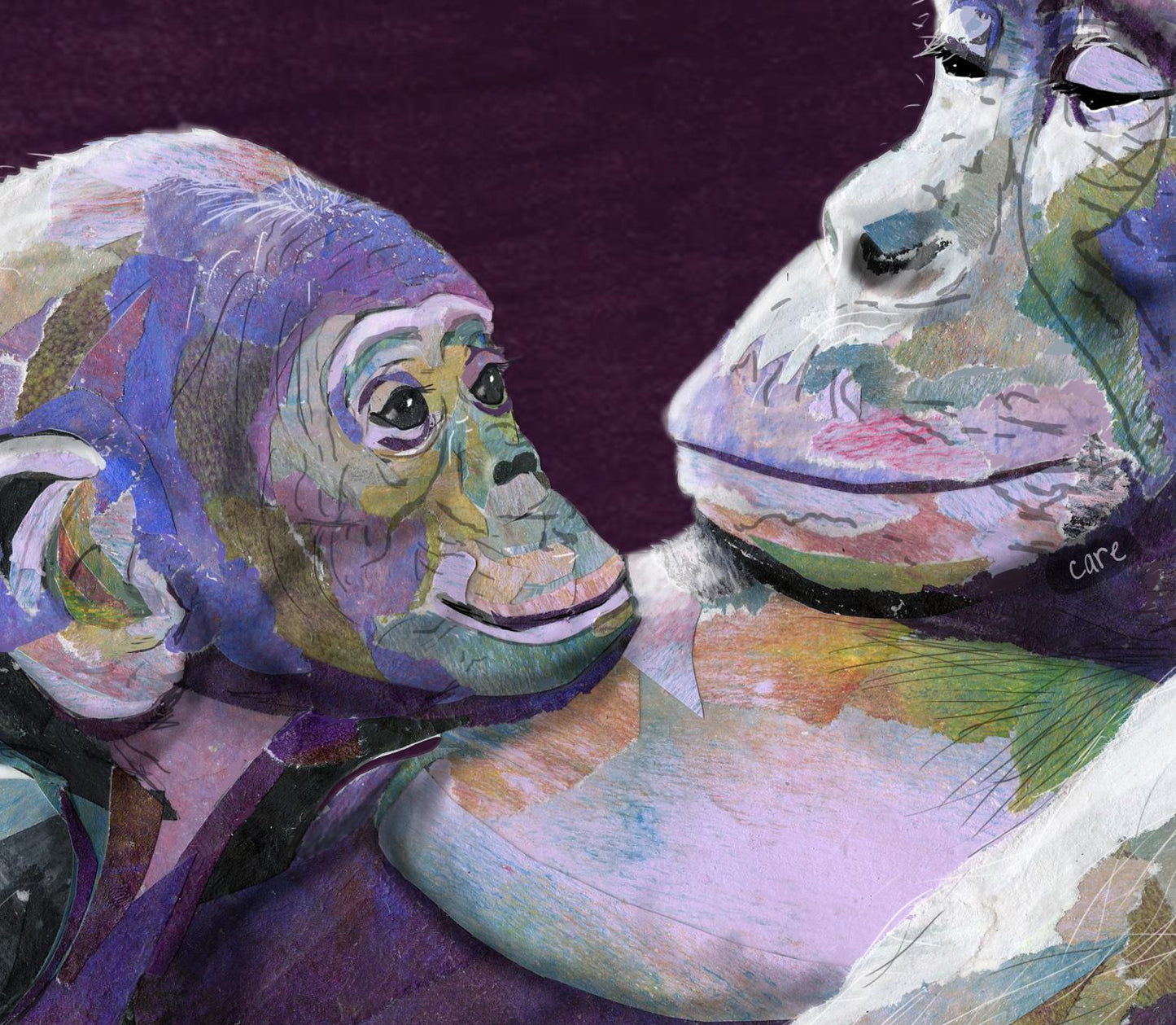 Bonobo Mother & Baby Card – Peaceful Leadership – Empathy Animal Art – 5x7 Blank Greeting Card