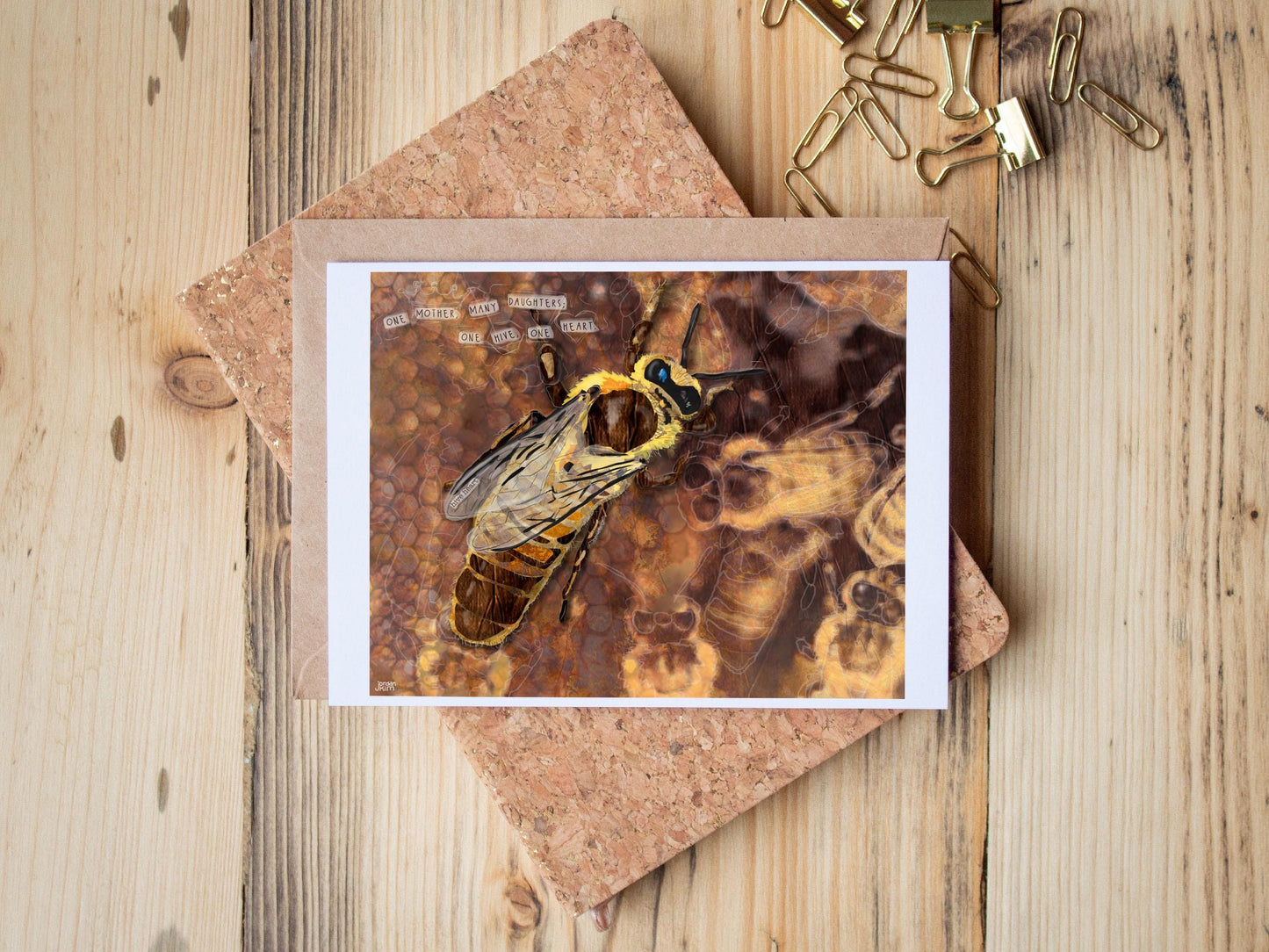 Queen Bee Greeting Card – Hive Life & Matriarch Power – Honeybee Art – 5x7 Blank Nature Card