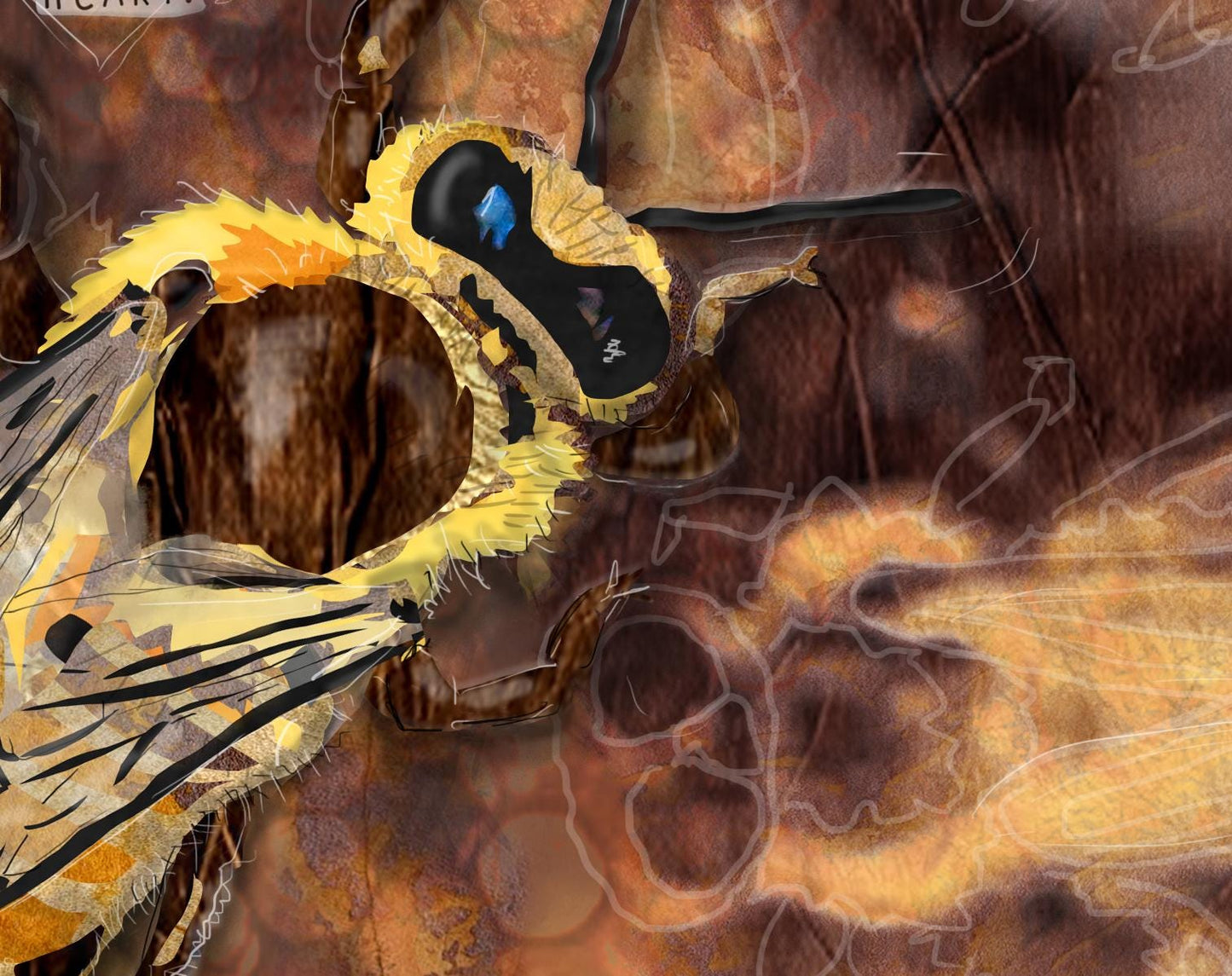Queen Bee Art Print – 8x10 Honeybee Collage – Matriarchal Insect Society Wall Art by Found and Rewound