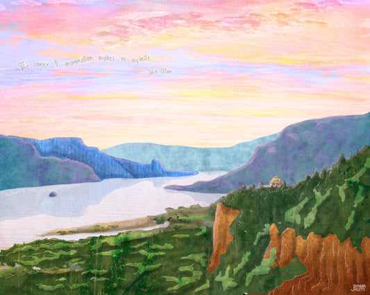 Crown Point Art Print: Oregon Columbia Gorge Landscape Collage (8x10, Recycled Cardstock)