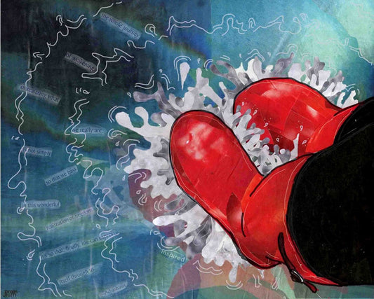 8x10 Art Print of Red Boots Stomping in a Puddle with Inspirational Adyashanti Quote