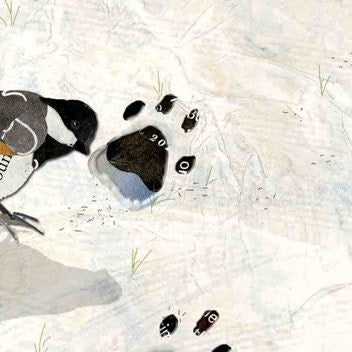 Greeting Card of a Little Bird Foraging in Footprints in the Snow - Inspiratonal Quotes - Blank Inside