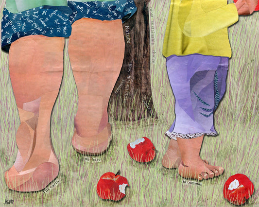 Greeting Card of a Mother and Child Harvesting Apples - October- Apples - Motherhood - Autumn - Blank Card