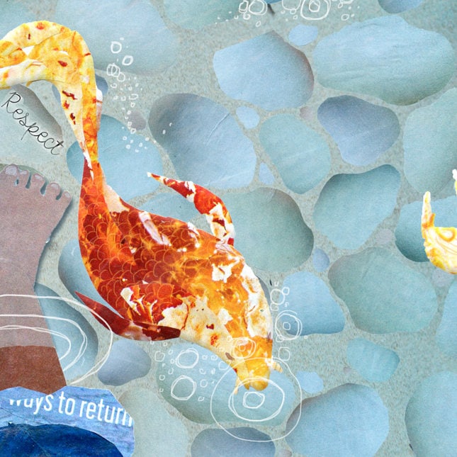 Greeting Card of Feet in a Koi Pond With Fish Swimming Around - Inspirational - Anytime - Diversity Unites Us - Blank Card