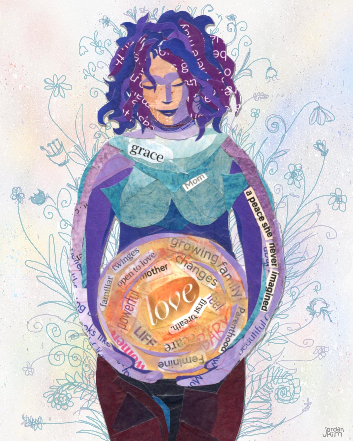 Greeting Card of a Pregnant Woman - Baby Shower Card - Womanhood - Pregnancy - New Baby - Birth Announcement - Blank Inside