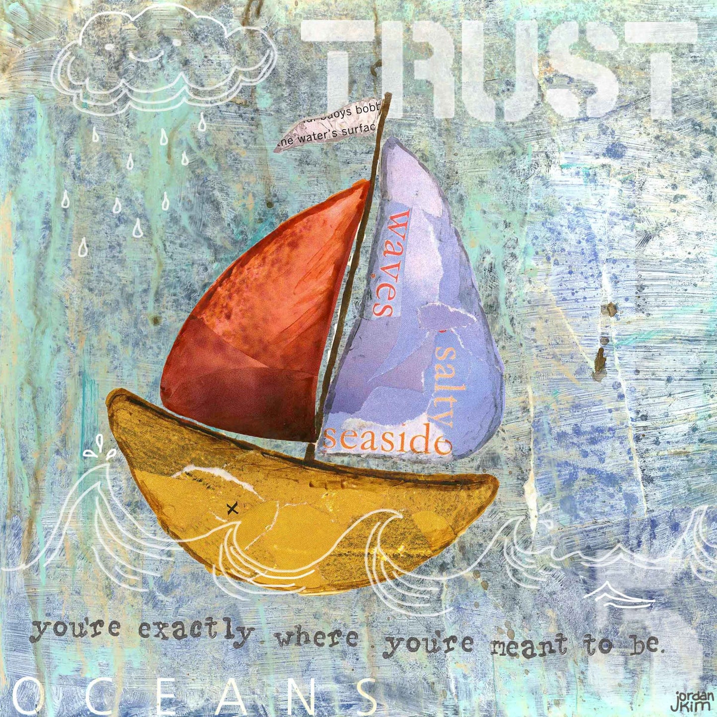 8x10 Art Print of a Sailboat with a red sail - Trust - Inspirational Wall Art - Encouragement Gift