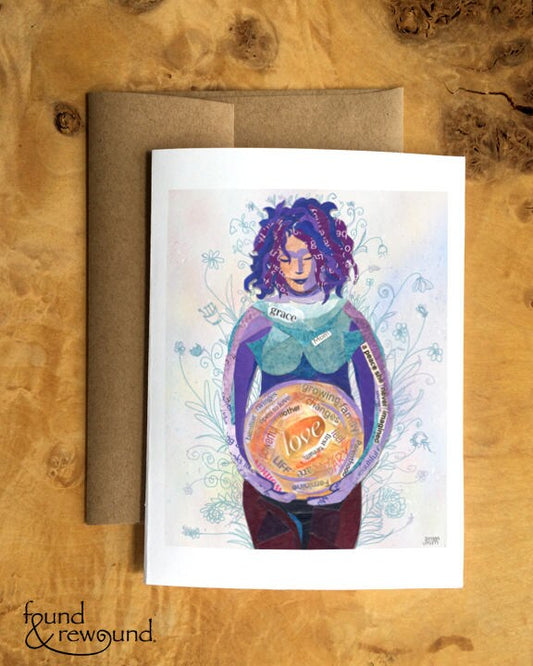 Greeting Card of a Pregnant Woman - Baby Shower Card - Womanhood - Pregnancy - New Baby - Birth Announcement - Blank Inside