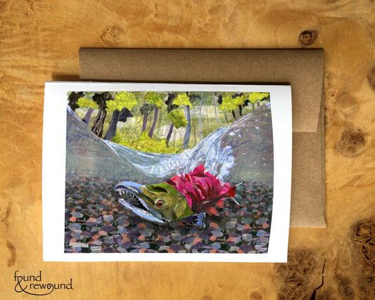 Greeting Card of a salmon with inspirational text imbedded - fisherman card - blank inside - inspirational