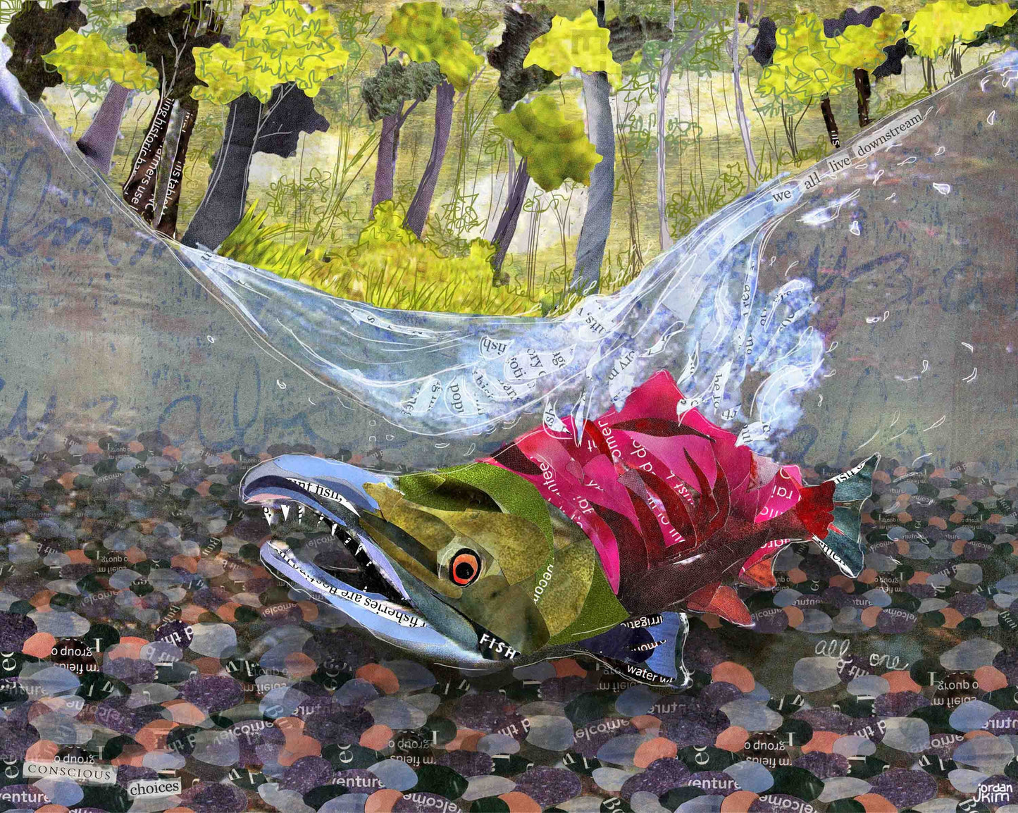 Greeting Card of a salmon with inspirational text imbedded - fisherman card - blank inside - inspirational