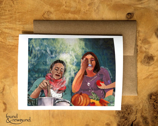 Greeting Card of Women Cooking Together - Communion - Thanksgiving Card - Chef - Foodie - Blank Inside