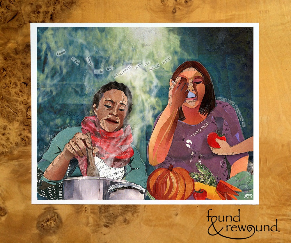 8x10 Art Print of Women Cooking Together - Communion - Thanksgiving Gift - Cook Gift - Foodie Gift - Housewarming Gift
