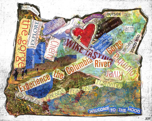 8x10 Art Print of Oregon state - Hood River Oregon Love - Order a Custom Design for Your Home Town! - Great Custom Gift!