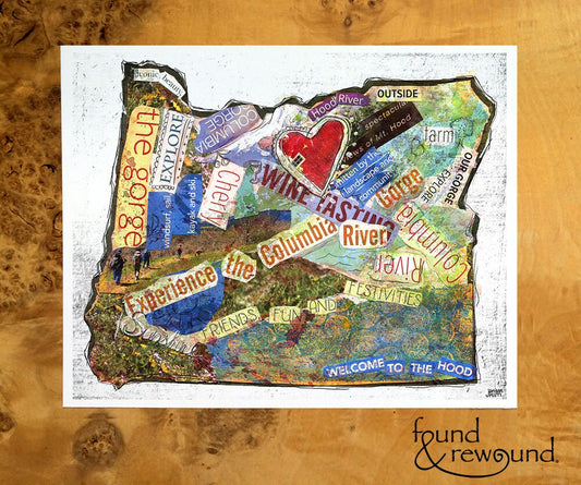 8x10 Art Print of Oregon state - Hood River Oregon Love - Order a Custom Design for Your Home Town! - Great Custom Gift!