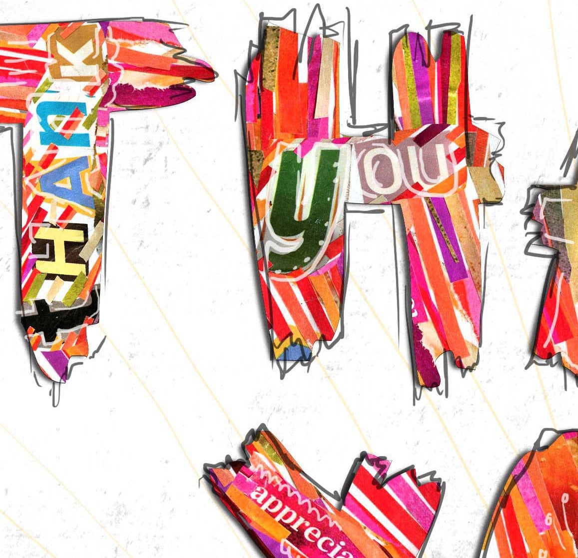 Greeting Card of of the words "Thank You" with a person with arms outstretched - gratitude, inspiration, reminder, support, blank inside