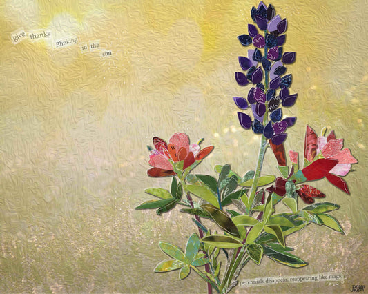 20"x16"x 1.5" Wrapped Canvas Printof a Paper Collage of Lupine and Indian Paintbrush - Inspirational - Wall Art