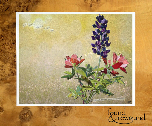 8x10 Art print of a Paper Collage of Lupine and Indian Paintbrush - Inspirational - Wall Art