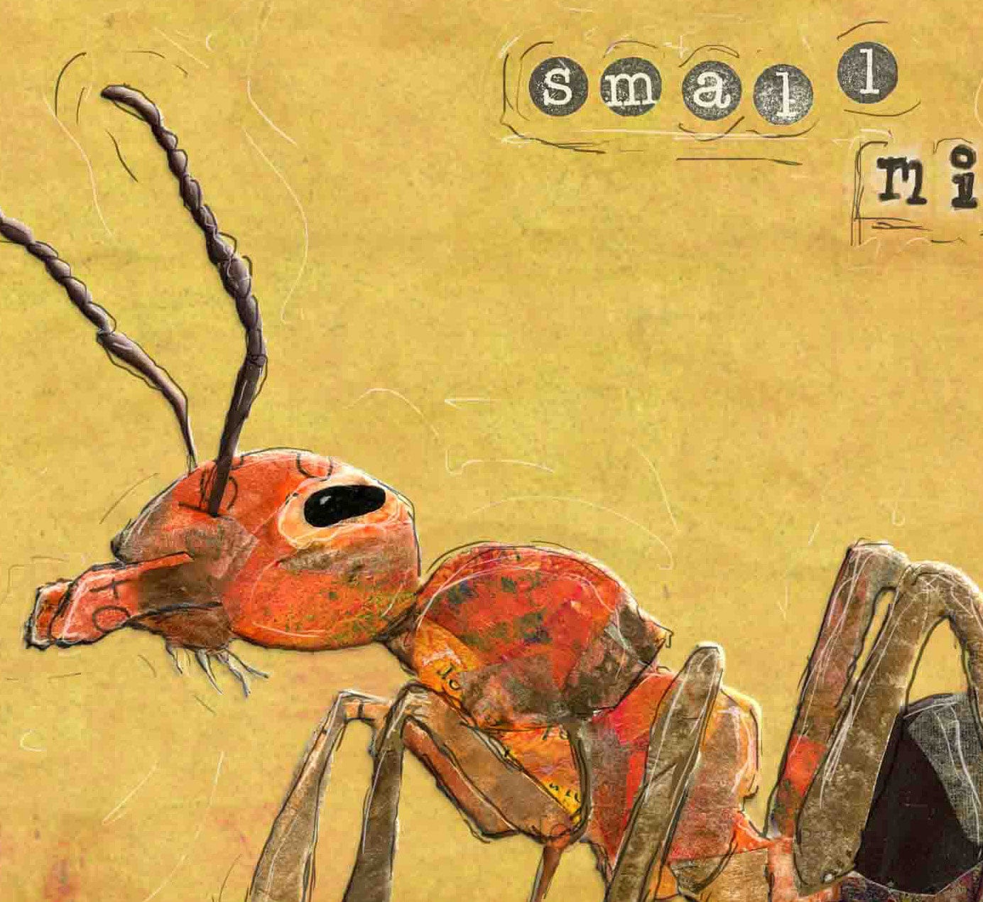 Greeting Card of a Paper Collage of an Ant - Small But Mighty Quote - Inspirational - Blank Inside