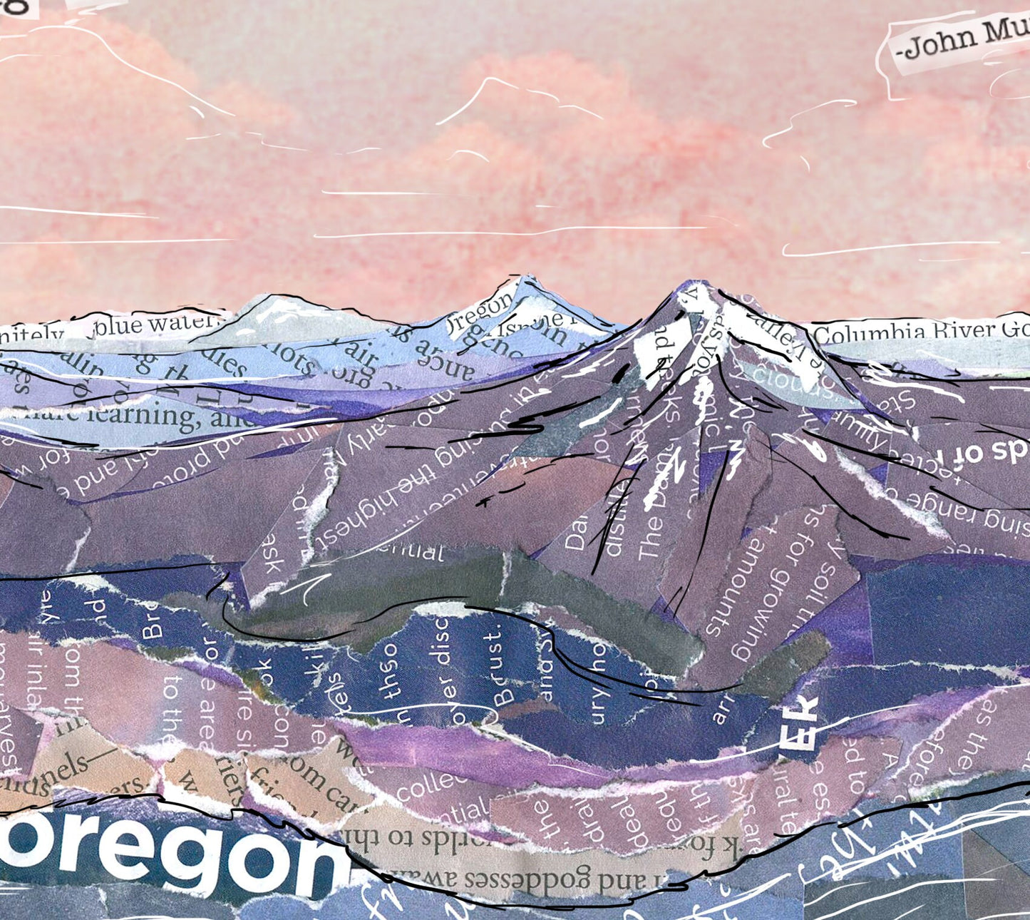 Greeting Card of the Oregon Cascade Mountains - John Muir quote - Order a Custom Design for Your Home Town! - Blank Inside