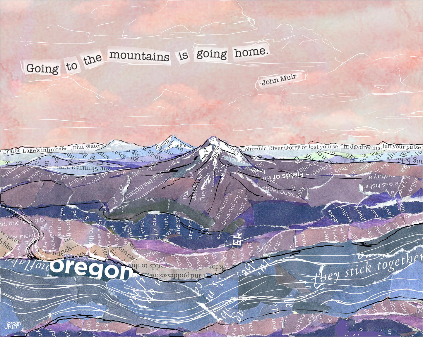 Greeting Card of the Oregon Cascade Mountains - John Muir quote - Order a Custom Design for Your Home Town! - Blank Inside