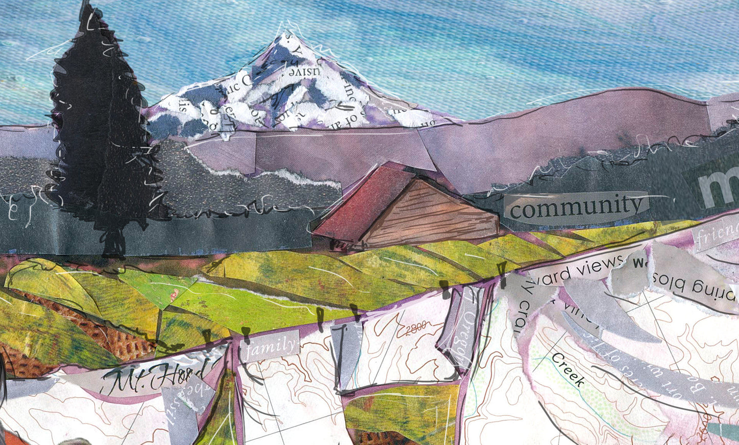 Greeting Card of a woman hanging laundry on a clothesline near Mt. Hood - Order a Custom Design for Your Home Town! - Blank Inside
