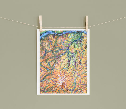 8"x10" Art Print of Hood River Valley Topo Map Collage - Order a Custom Design for Your Home Town! - Great Custom Gift!