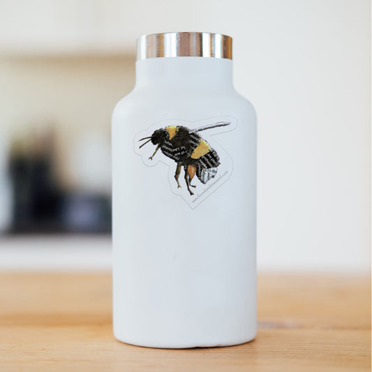 Bumblebee Sticker - 3" x 3" Original MixedMedia Collage - Dye Cut, Vinyl