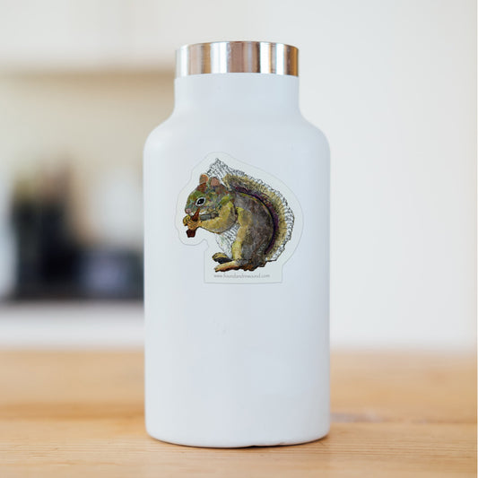 Squirrel Sticker - 3" x 3" Original MixedMedia Collage - Dye Cut, Vinyl