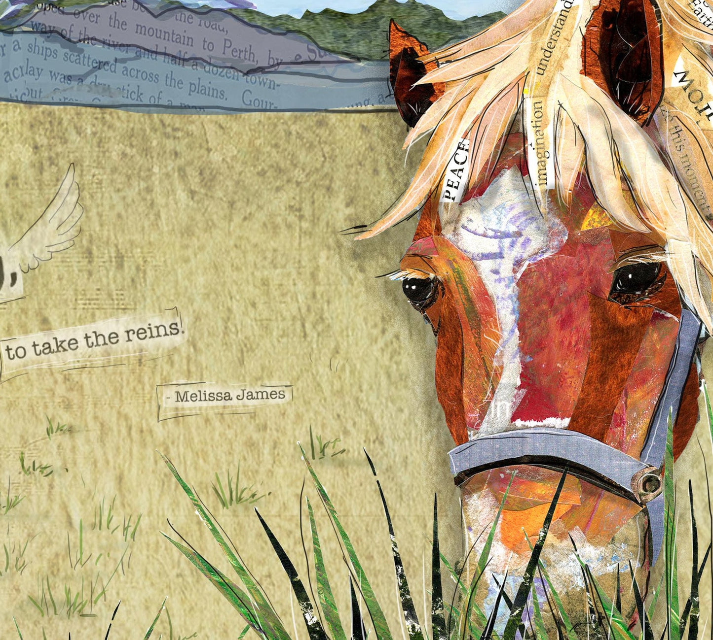 8x10 Art Print - Hood Horse - Mixed Media Collage