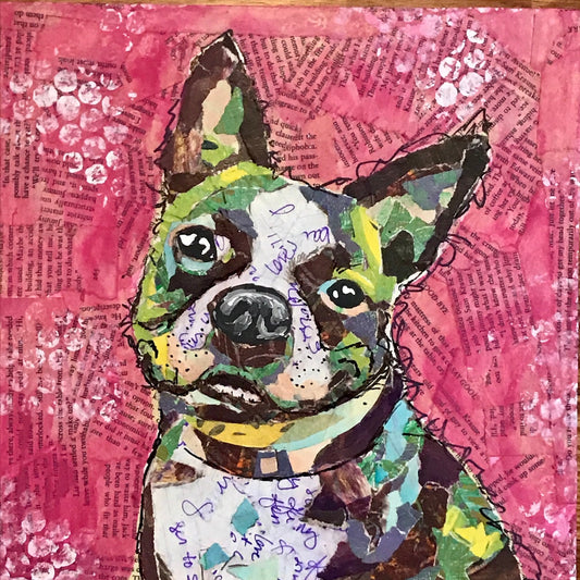 Custom Pet Portrait done in Mixed Media Collage - Pet Lover Gift, Unique, Memory, Dog, Cat, Pets