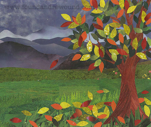 Falling Leaves paper collage by Jordan Vinograd Kim