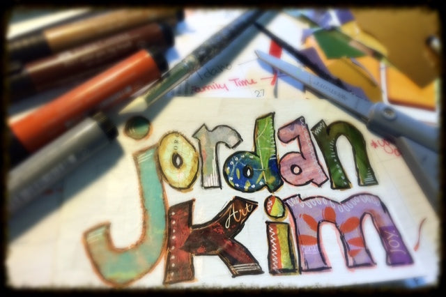 Jordan Kim name collage logo in progress
