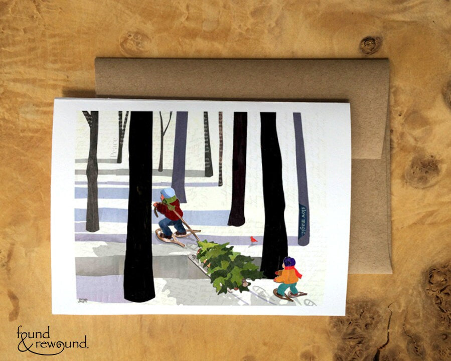 Blank Greeting Card - Gathering - Mixed Media Collage