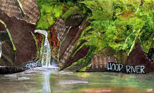 Blank Greeting Card - Punchbowl Falls - Mixed Media Collage