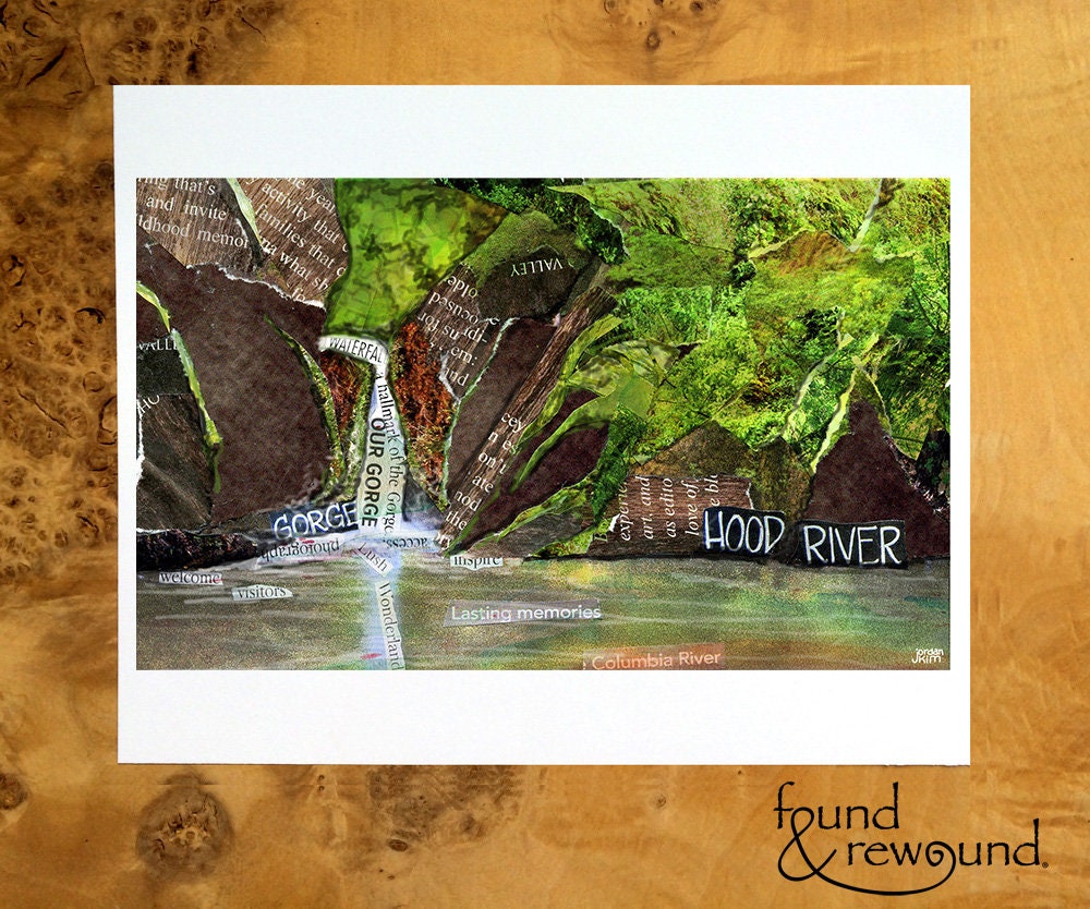 8x10 Art Print - Punchbowl Falls - Mixed Media Collage