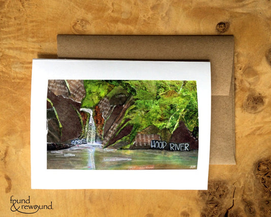 Blank Greeting Card - Punchbowl Falls - Mixed Media Collage