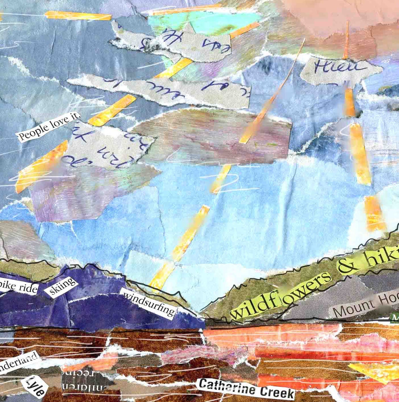 Blank Greeting Card - Columbia River Gorge - Mixed Media Collage